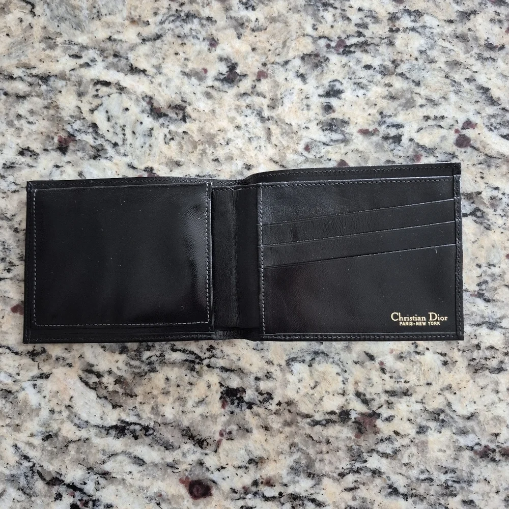 DIOR Vintage Black Leather Bi-Fold Wallet